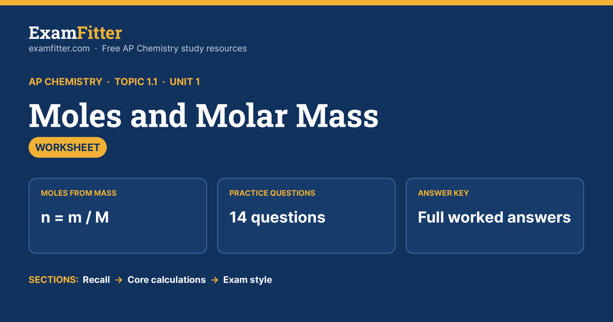 Topic 1.1: Mole Conversion Worksheet