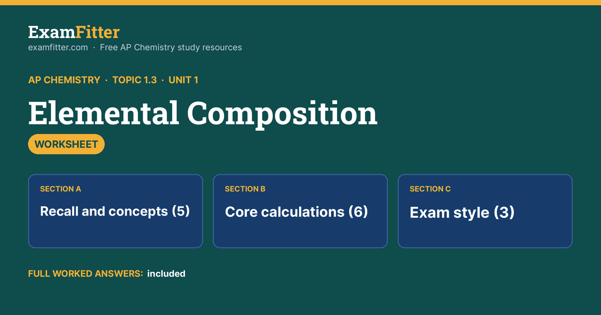Topic 1.3: Elemental Composition Worksheet