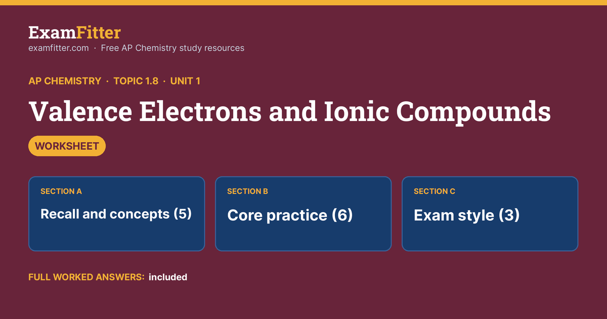 Topic 1.8: Valence Electrons and Ionic Compounds Worksheet